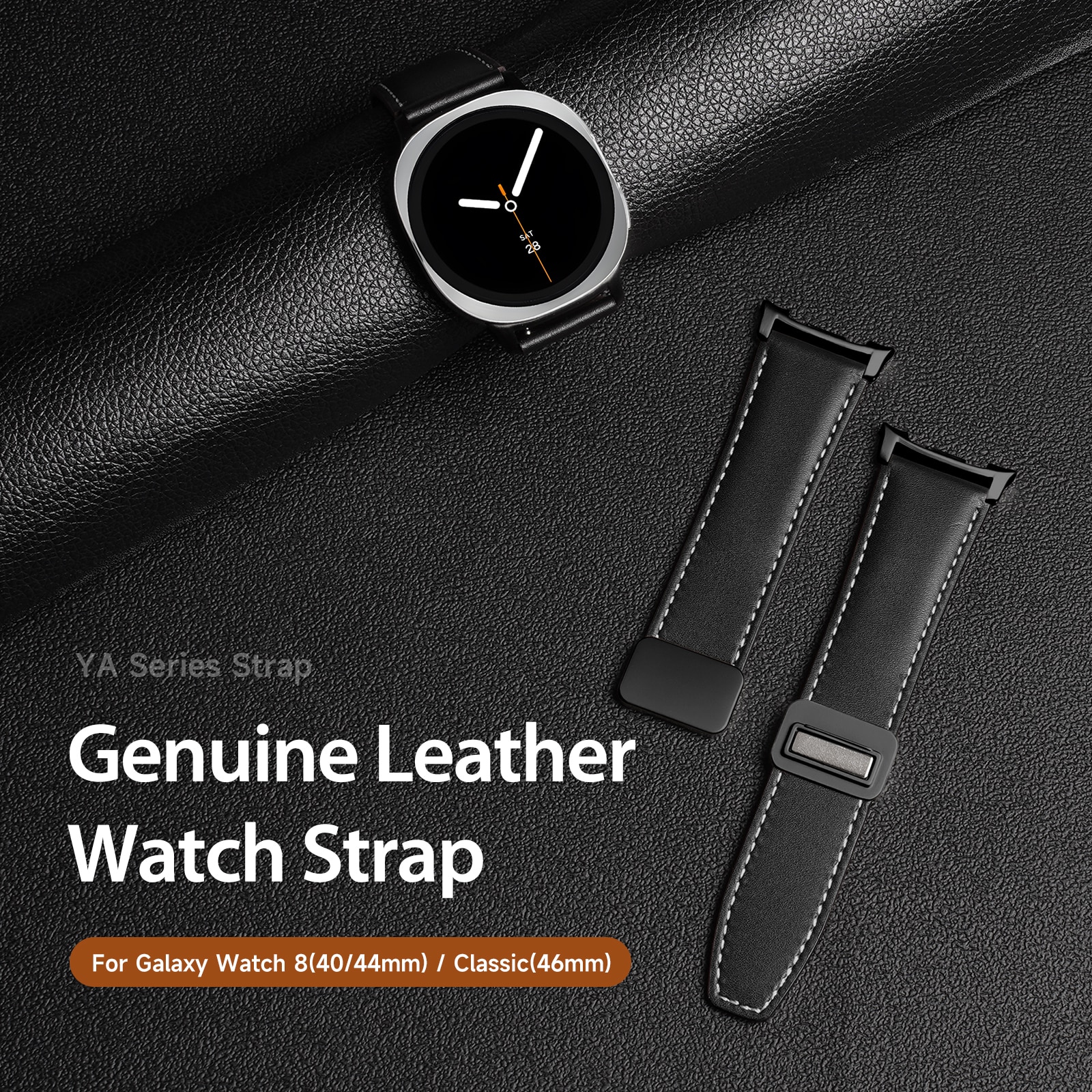 Lærreim Samsung Galaxy Watch 8 Classic Svart