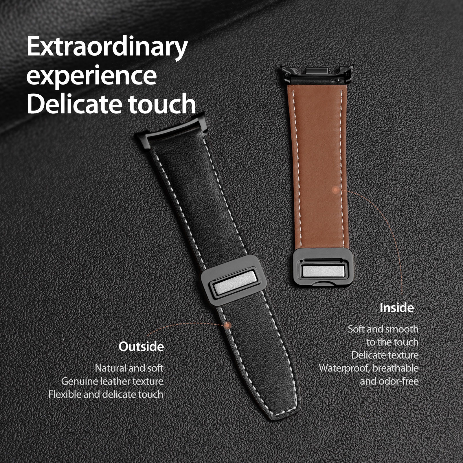 Lærreim Samsung Galaxy Watch 8 Classic Svart