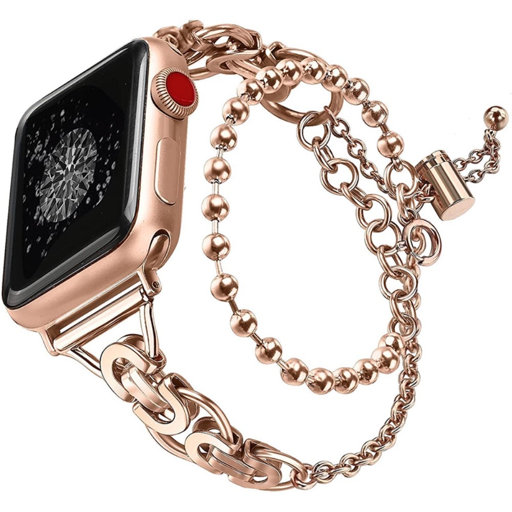 Apple Watch 45mm Series 9 Metal Reim med perler rosegull