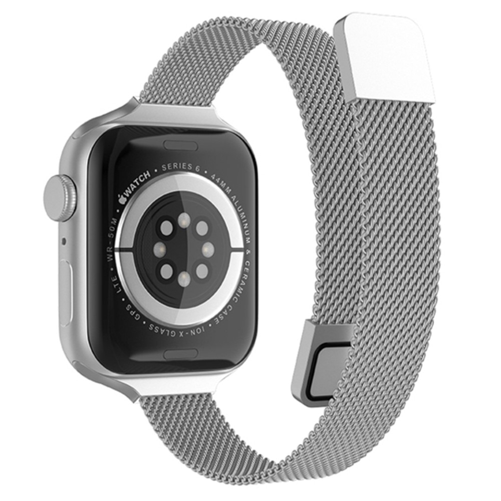 Apple Watch SE 44mm Reim Slim Milanese Loop sølv