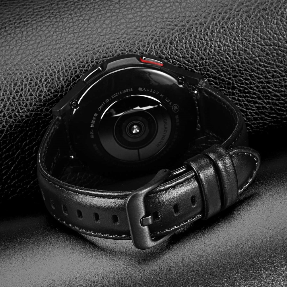 Leather Watch Band Samsung Galaxy Watch 6 Classic 47mm Black