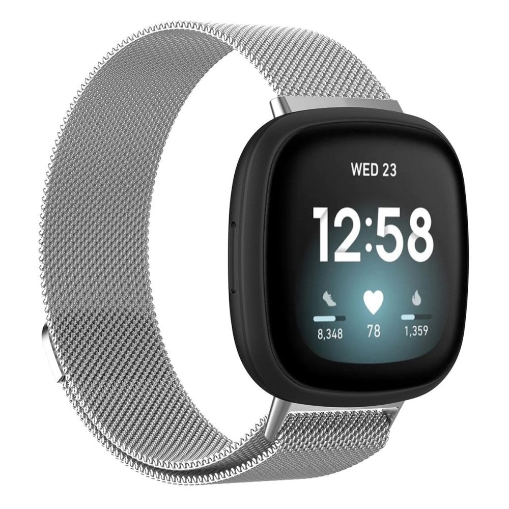 Fitbit Versa 3/Sense Reim Milanese Loop sølv