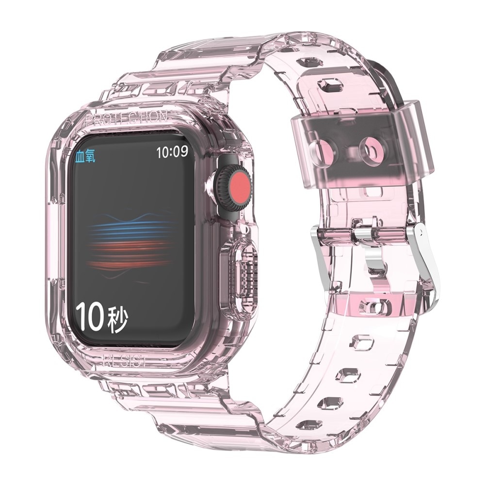Apple Watch 45mm Series 9 Crystal Deksel + Reim rosa