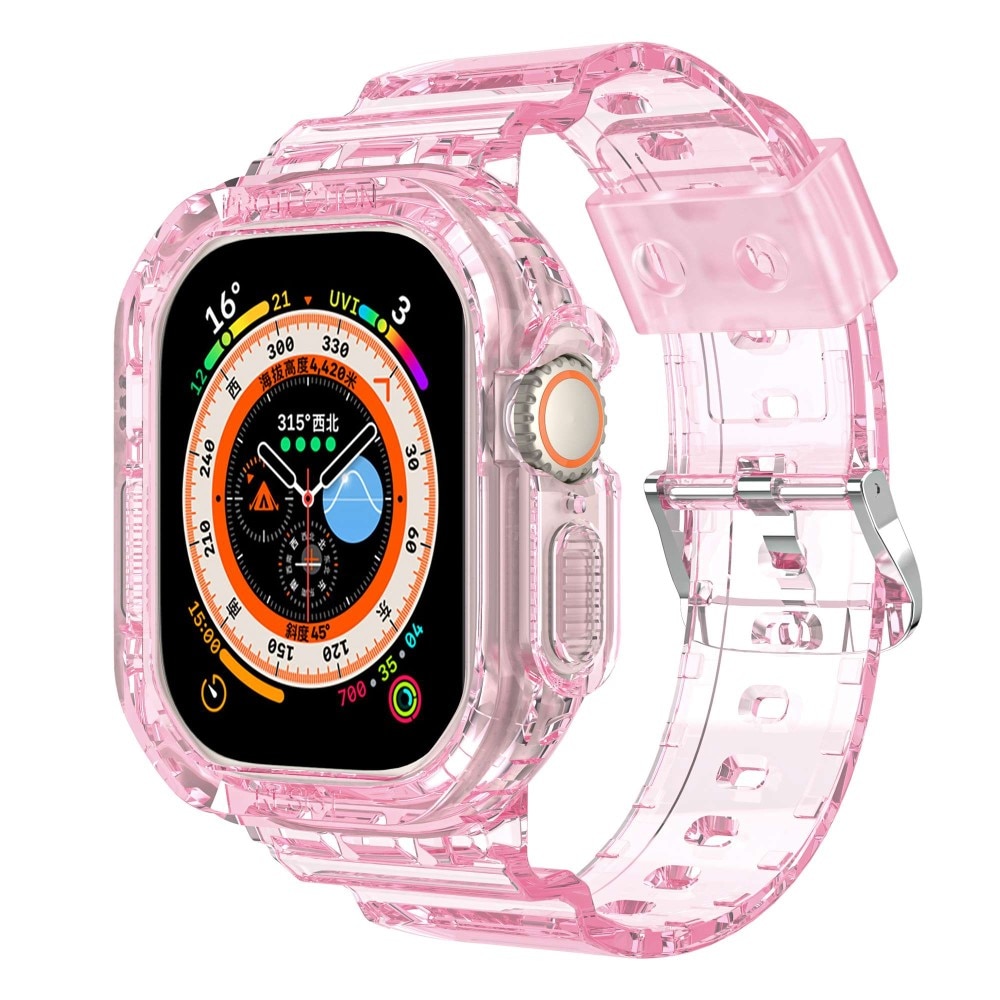 Apple Watch Ultra 49mm Crystal Deksel+Reim rosa