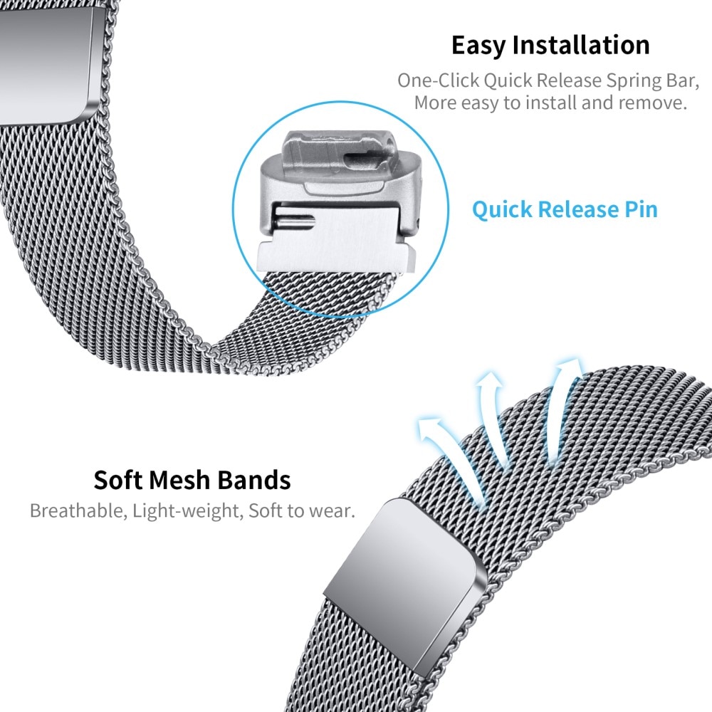 Fitbit Inspire 3 Reim Milanese Loop sølv