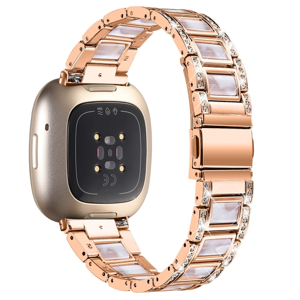 Diamond Bracelet Fitbit Versa 4 Rosegold Pearl