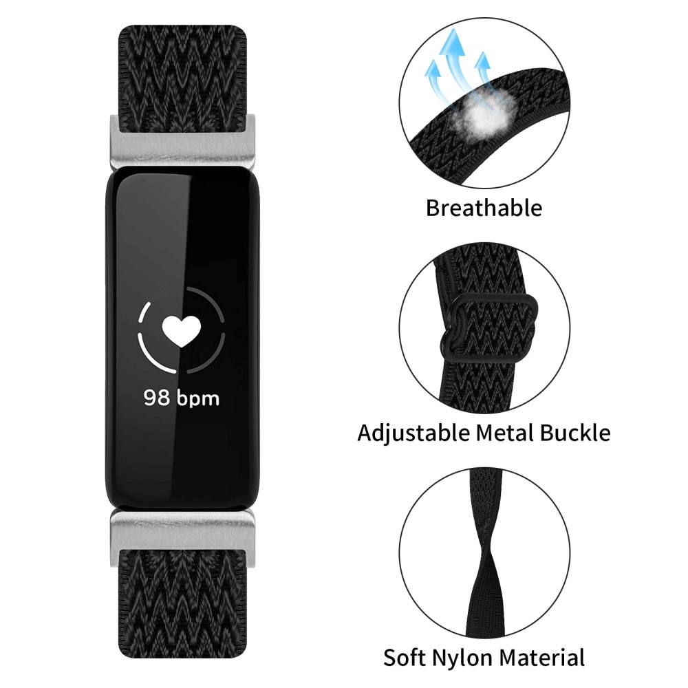 Elastiskt vevd nylonarmbånd Fitbit Inspire 3 svart