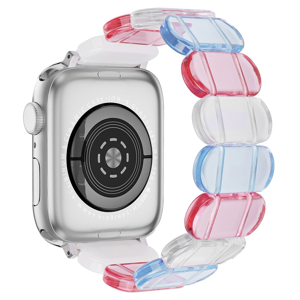 Elastiskt resinarmbånd til Apple Watch SE 44mm blå/rosa