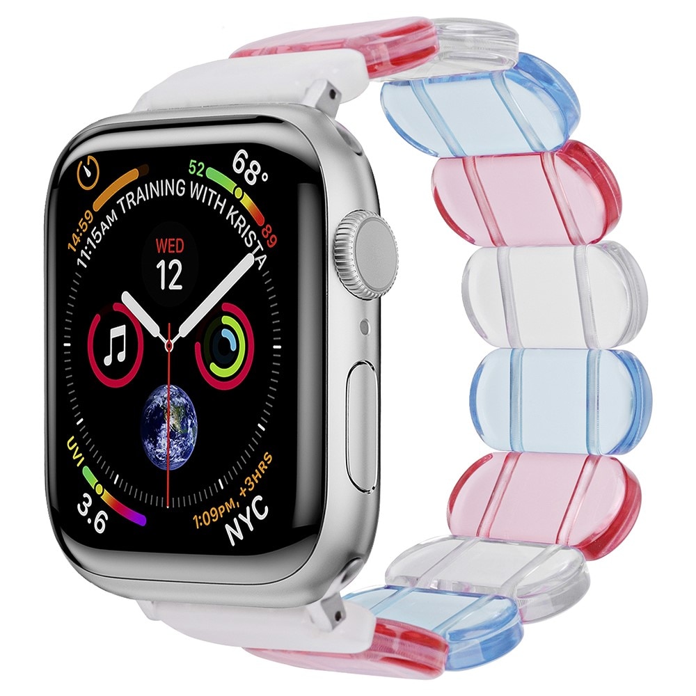 Elastiskt resinarmbånd til Apple Watch 44mm blå/rosa