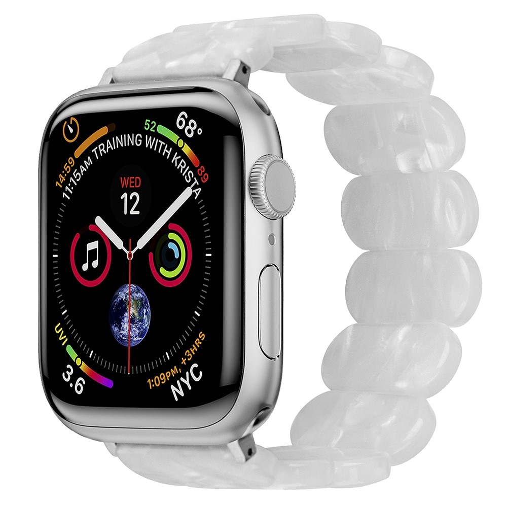 Elastiskt resinarmbånd til Apple Watch 45mm Series 7 perlehvit