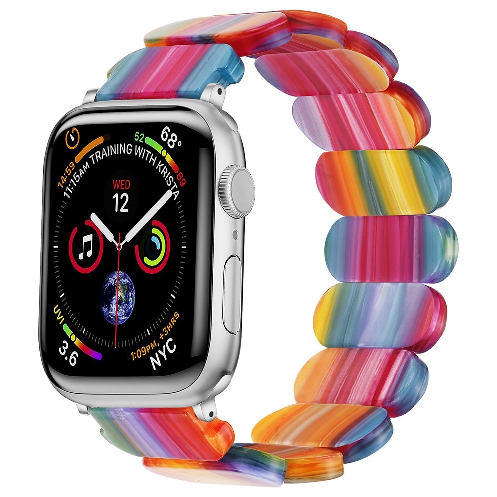 Elastiskt resinarmbånd til Apple Watch 45mm Series 9 regnbue
