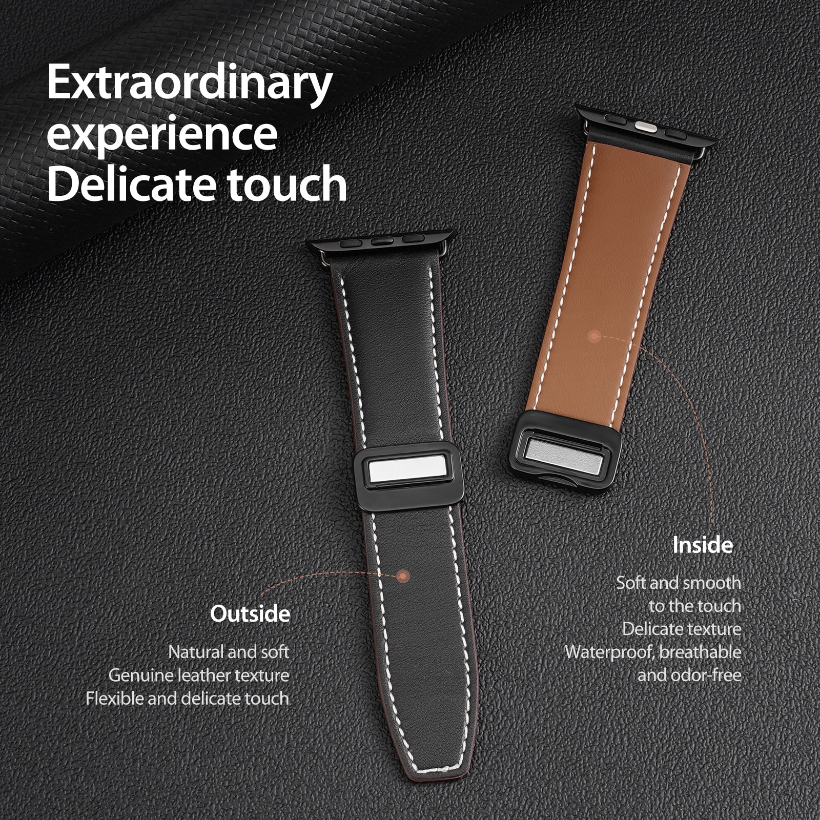 Lærreim Apple Watch Series 11 42mm Svart