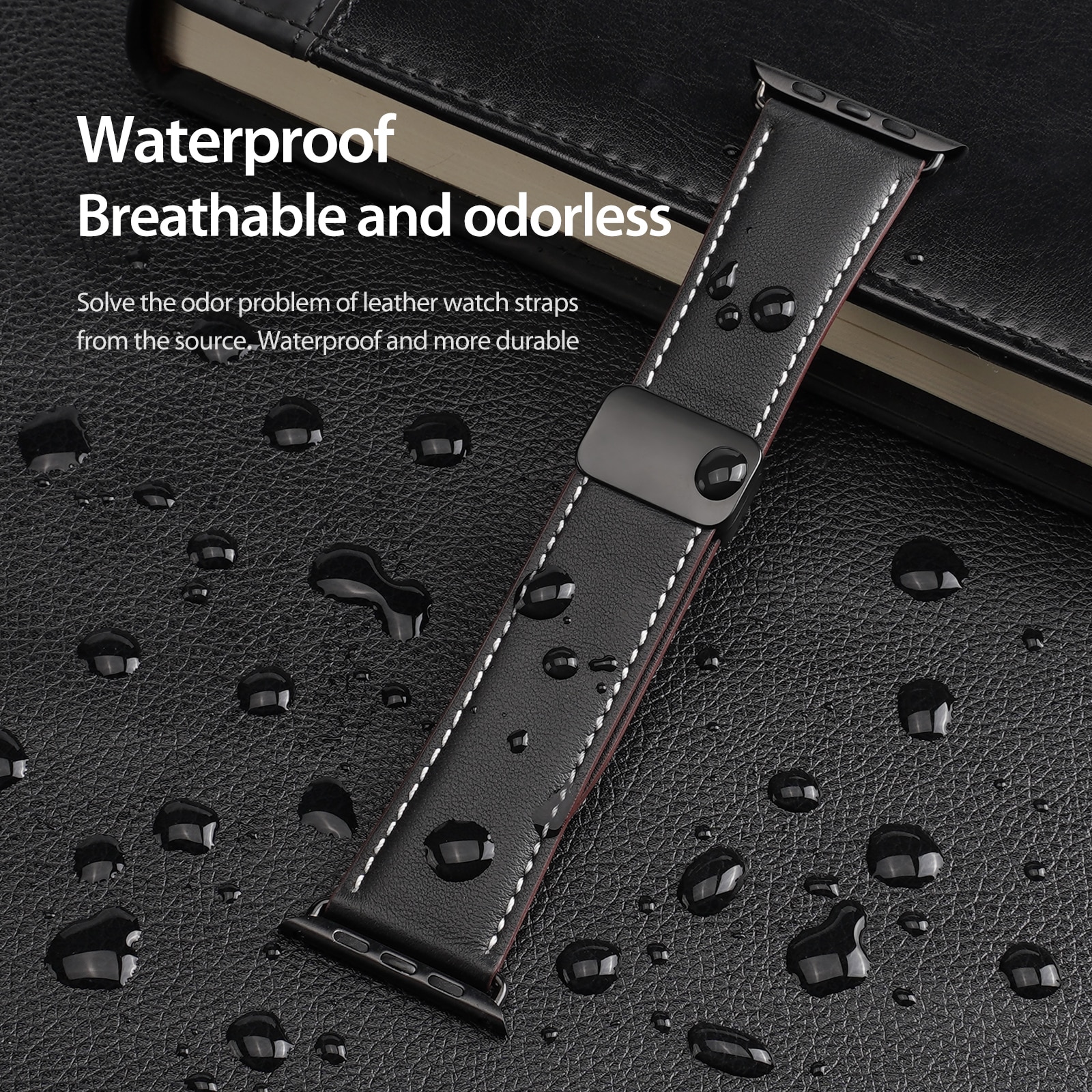 Lærreim Apple Watch Series 11 42mm Svart