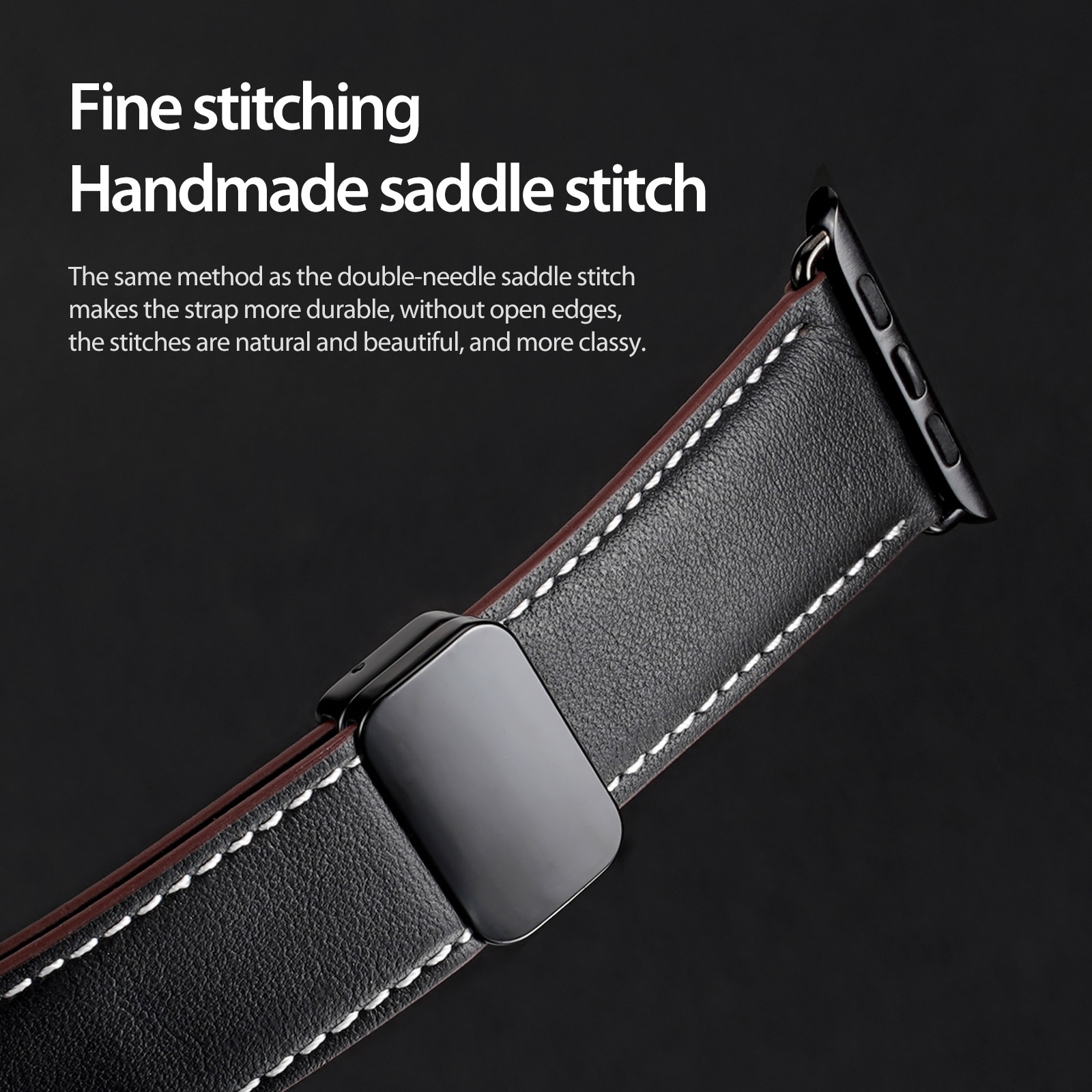 Lærreim Apple Watch Series 11 42mm Svart