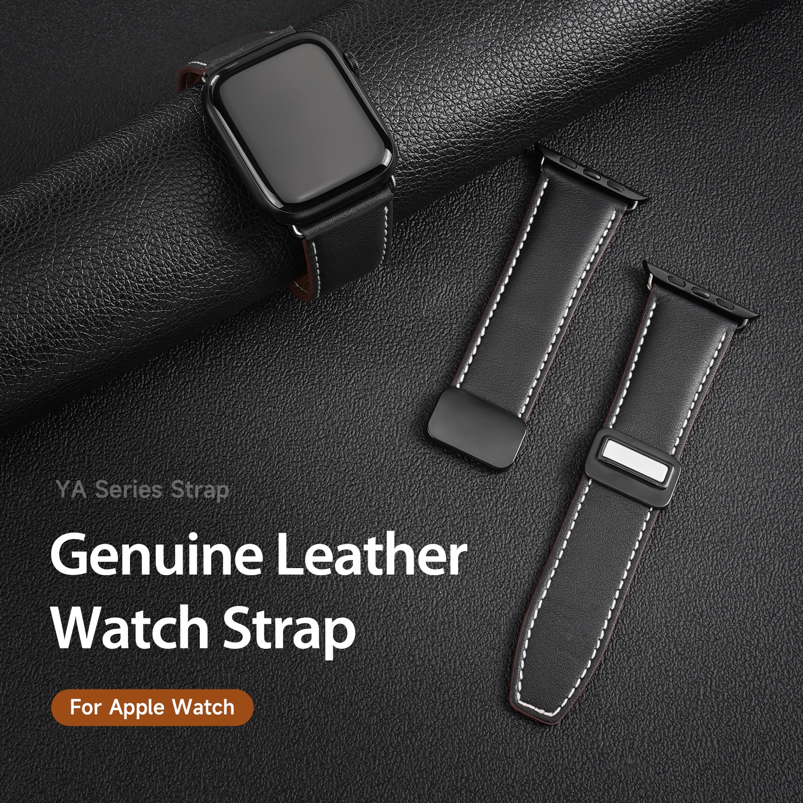 Lærreim Apple Watch Series 11 42mm Svart