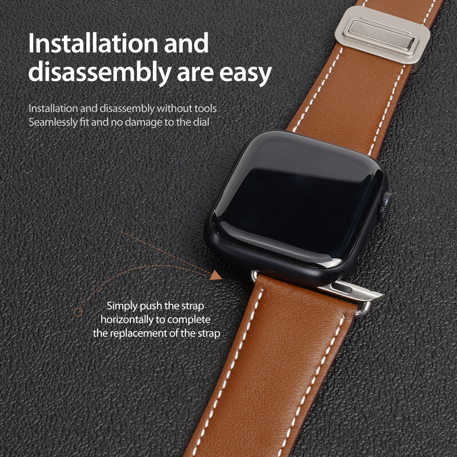 Lærreim Apple Watch Series 11 42mm Brun