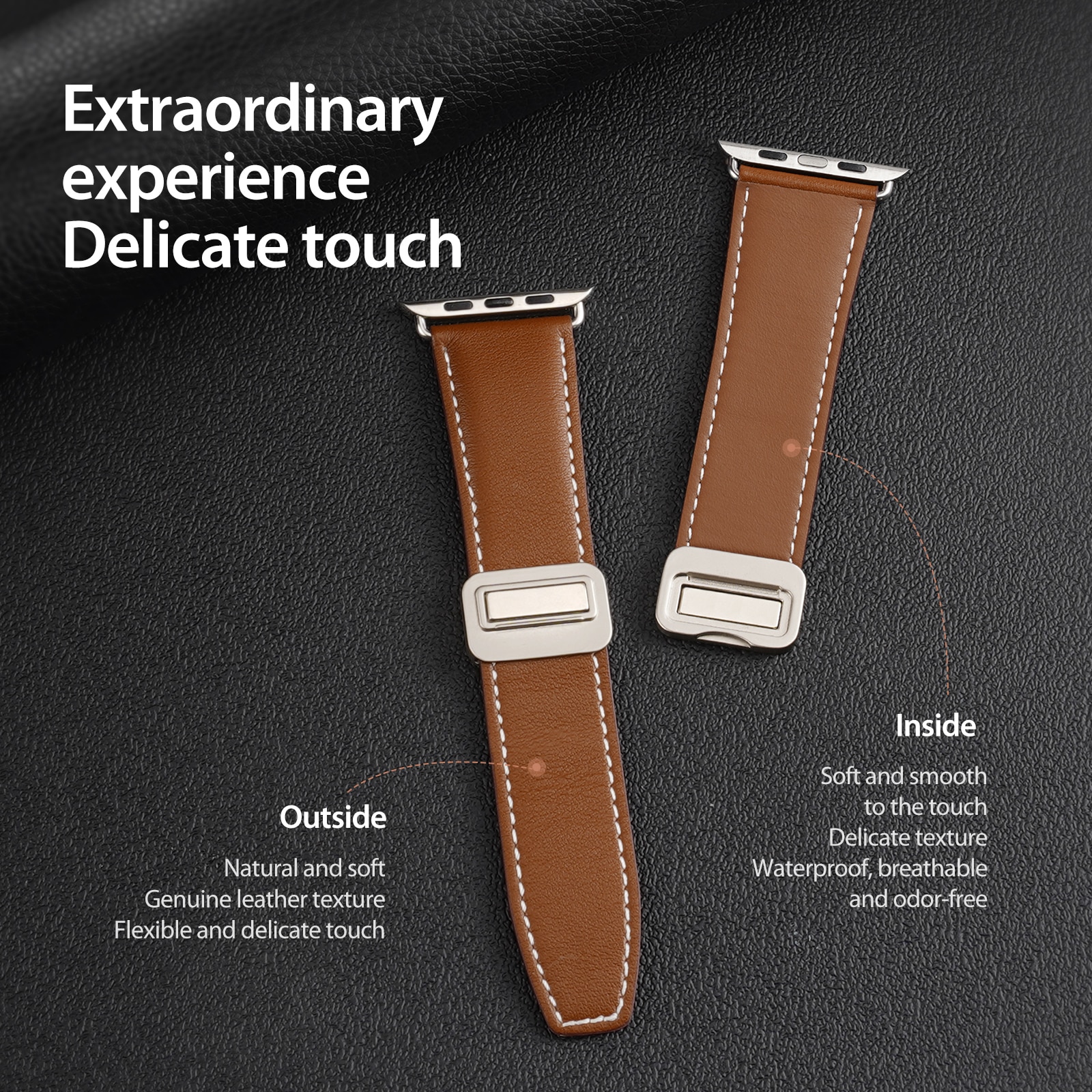 Lærreim Apple Watch Series 11 42mm Brun