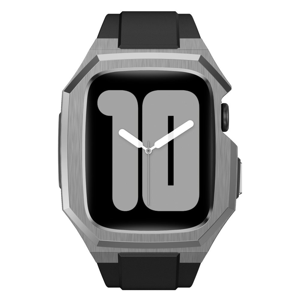 Stainless Steel Deksel + Reim Apple Watch 45mm Series 7 sølv/svart