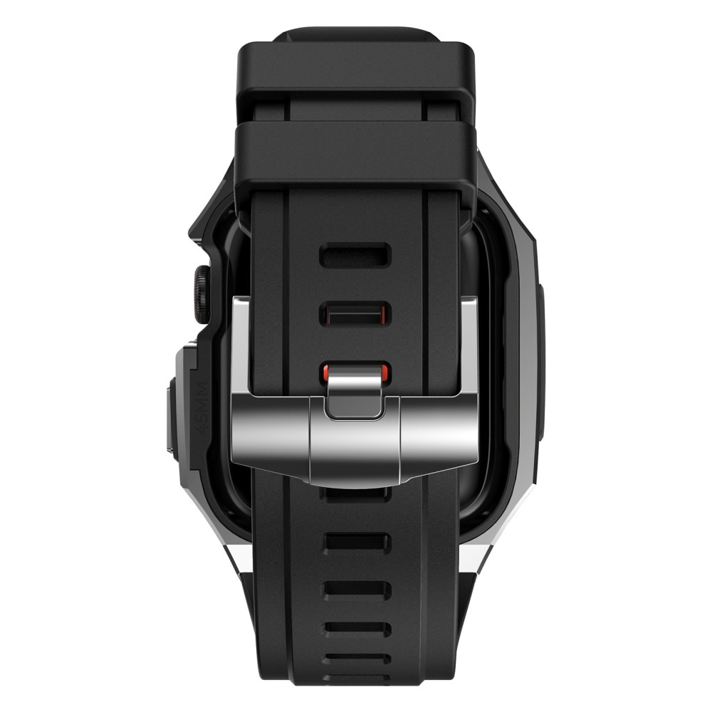 Stainless Steel Deksel + Reim Apple Watch 45mm Series 7 sølv/svart