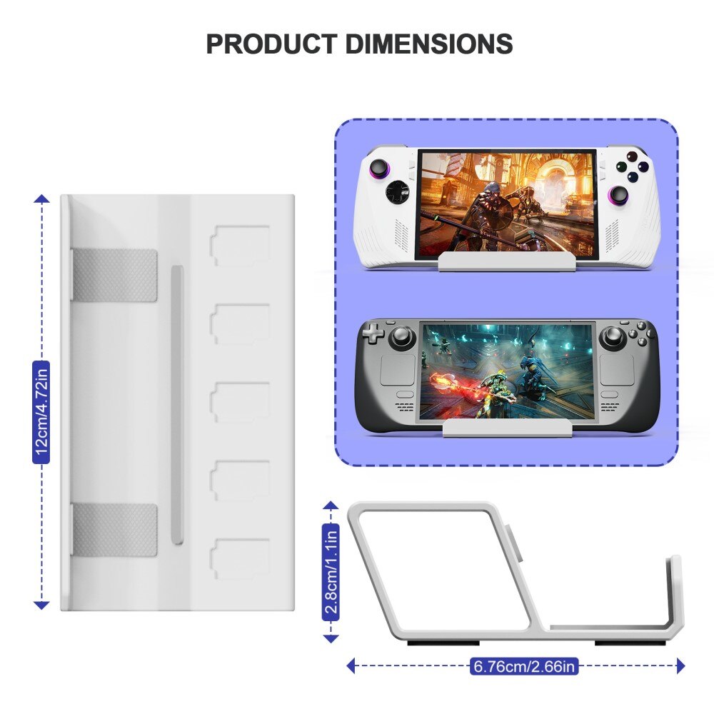 Bordstativ med kortplass for Nintendo Switch hvit