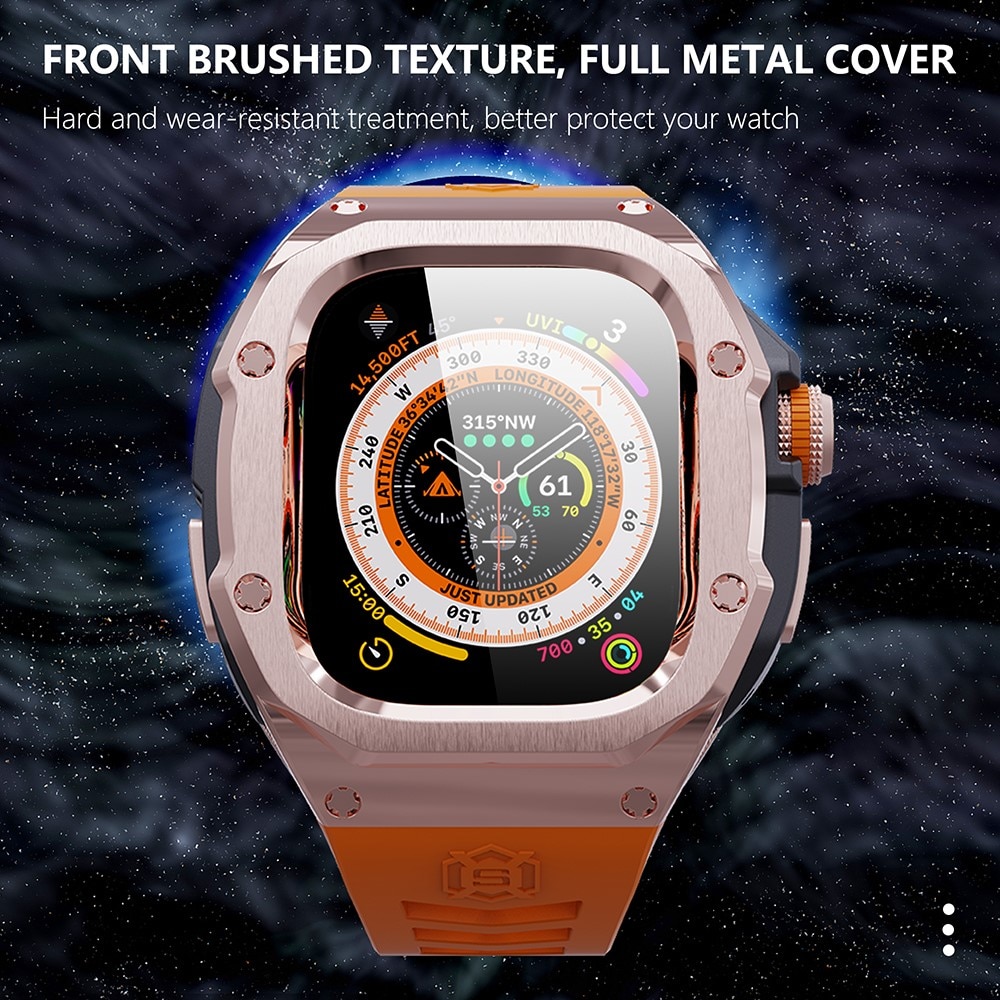 High Brushed Metal Case w Strap Apple Watch Ultra 49mm Rose/Orange