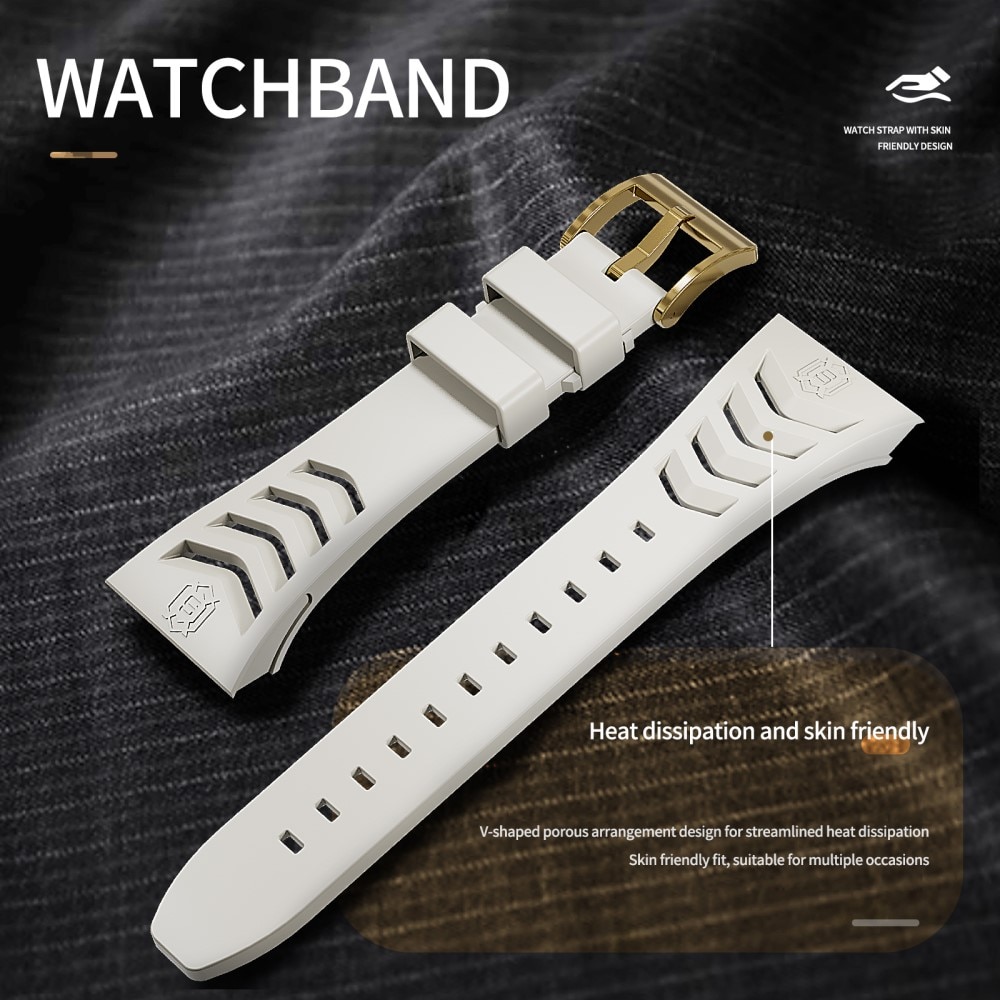 High Brushed Metal Case w Strap Apple Watch SE 44mm Gold/White