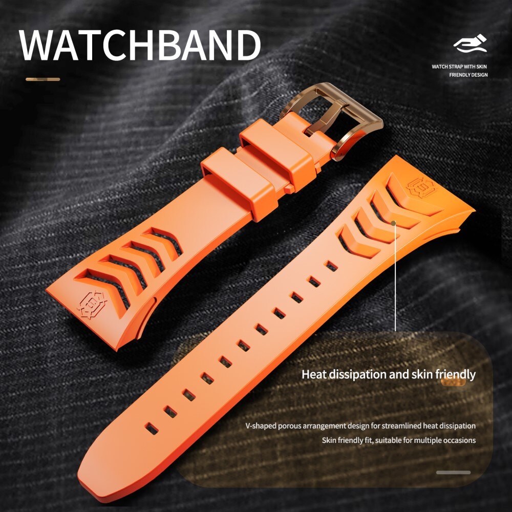 High Brushed Metal Case w Strap Apple Watch 45mm Series 7 Rose/Orange