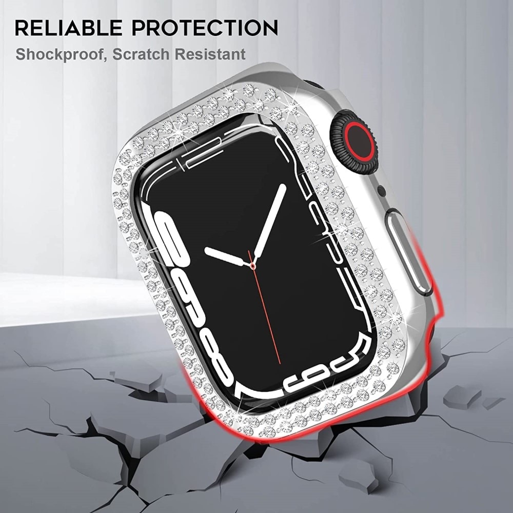 Apple Watch 41mm Series 9 Rhinestone deksel sølv