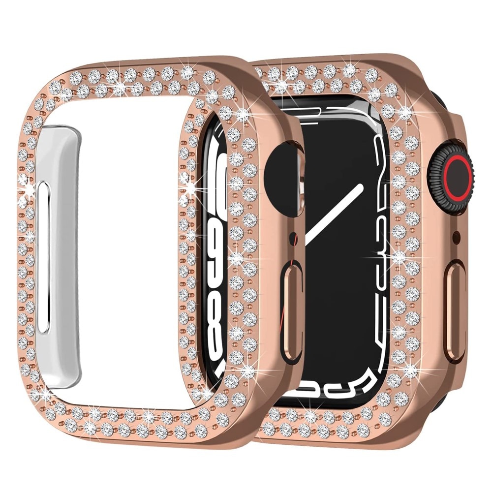 Apple Watch 45mm Series 9 Rhinestone deksel rosegull