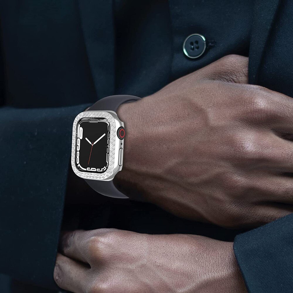 Apple Watch 45mm Series 8 Rhinestone deksel sølv
