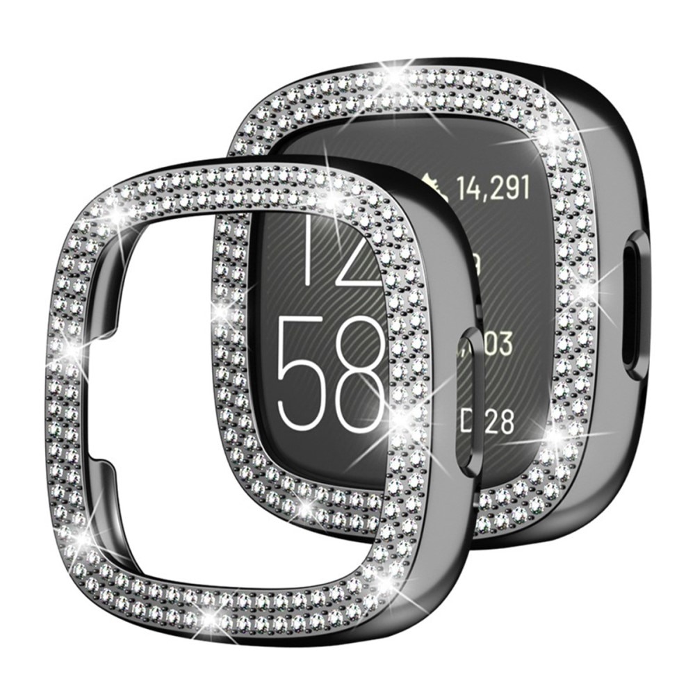 Fitbit Versa 4/Sense 2 Rhinestone deksel svart