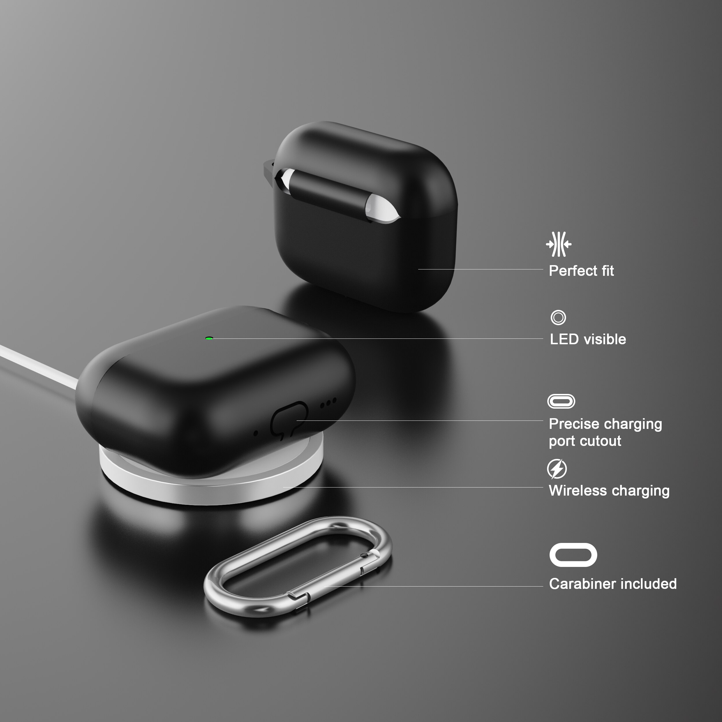 Silikondeksel med karabinkrok Apple AirPods Pro 3 Hvit