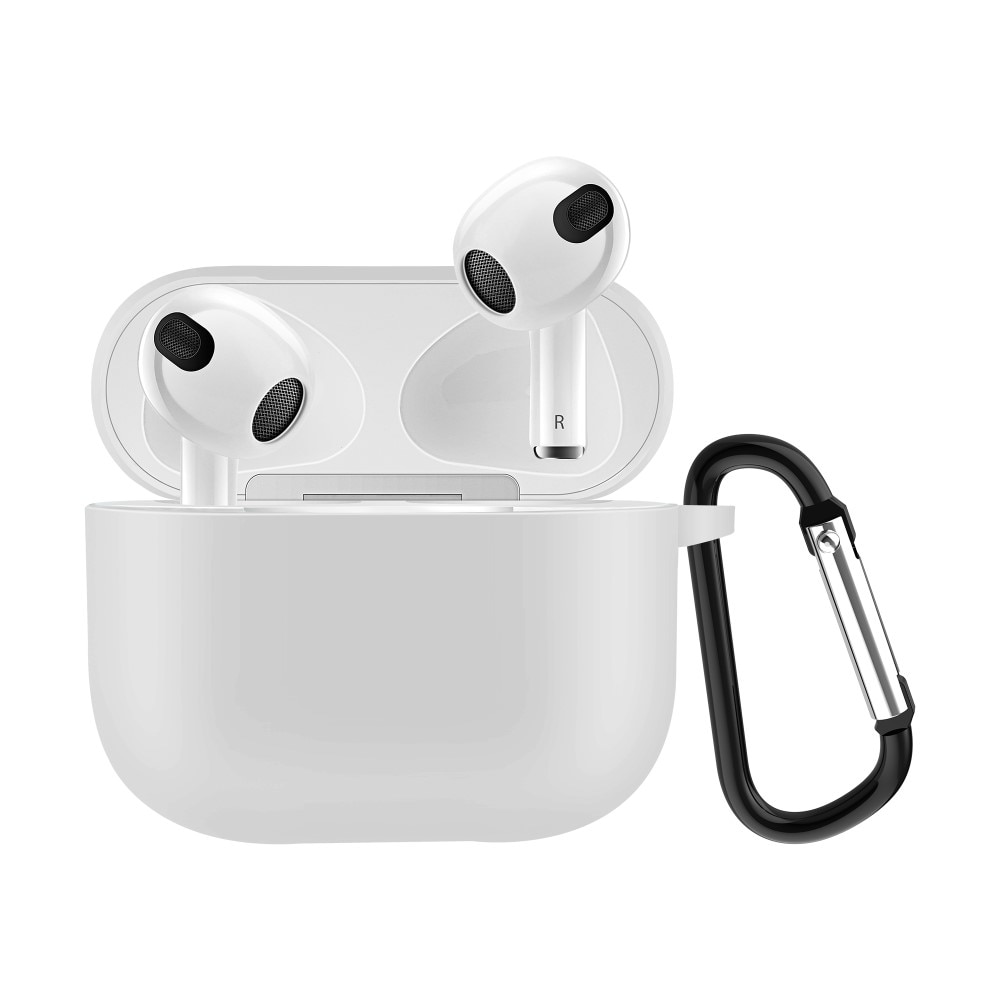 Silikondeksel med karabinkrok Apple AirPods 3 hvit