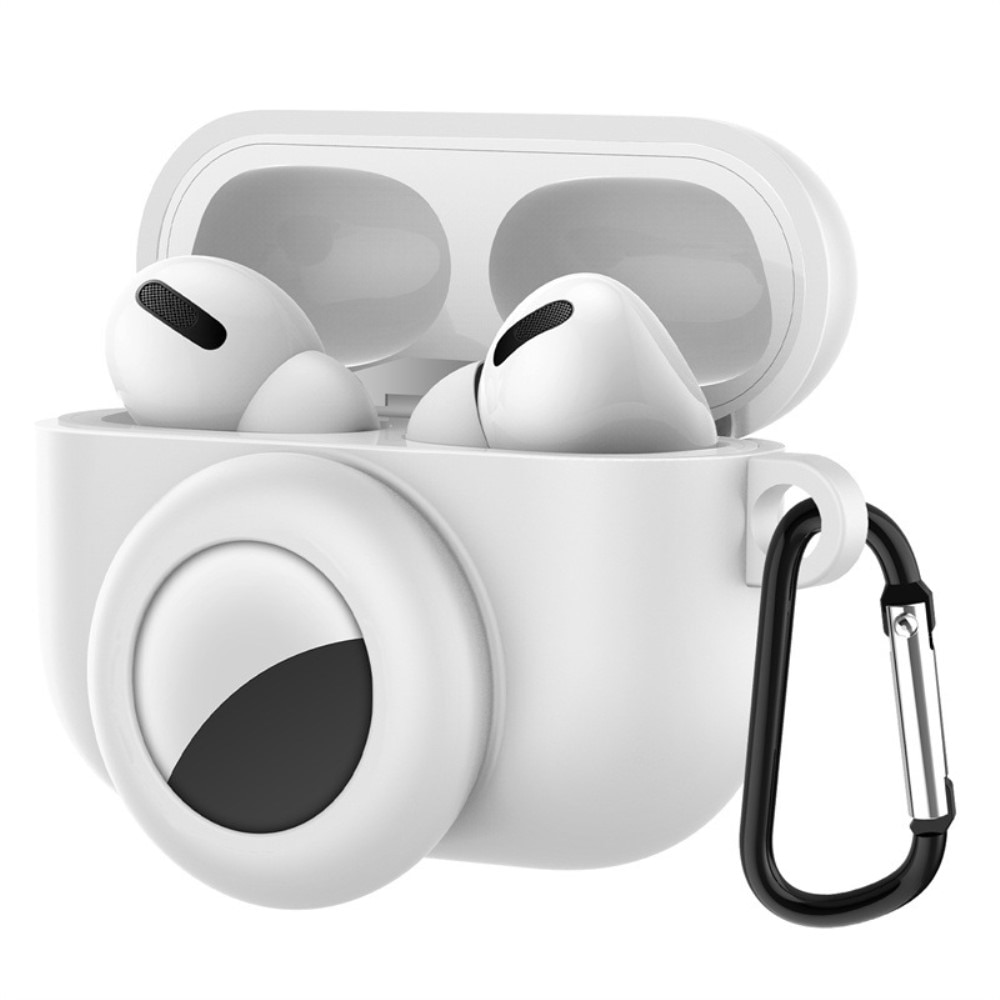 Silikondeksel med AirTag holder Apple AirPods Pro hvit