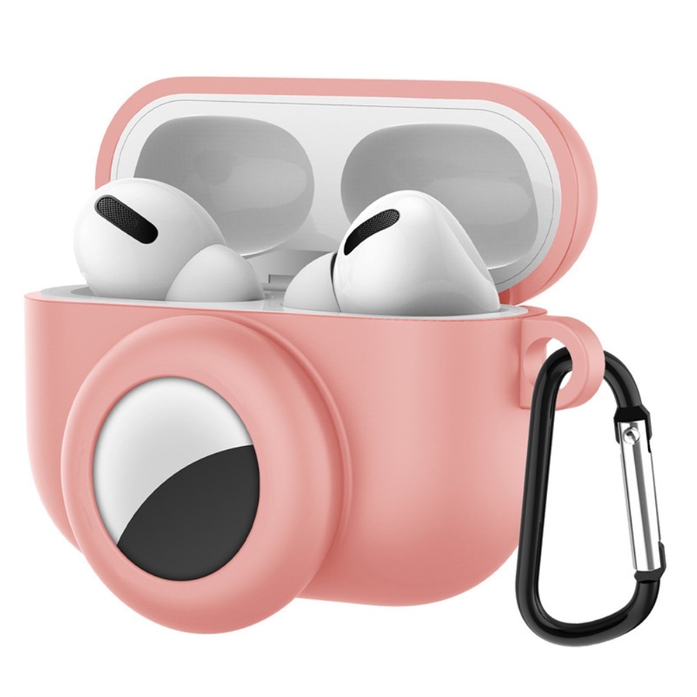 Silikondeksel med AirTag holder Apple AirPods Pro rosa