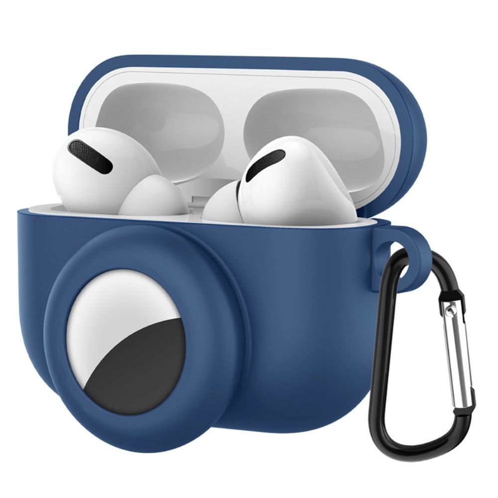 Silikondeksel med AirTag holder Apple AirPods Pro mørke blå