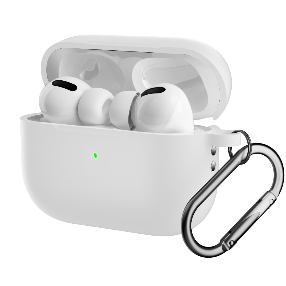 Silikondeksel med karabinkrok Apple AirPods Pro 2 hvit