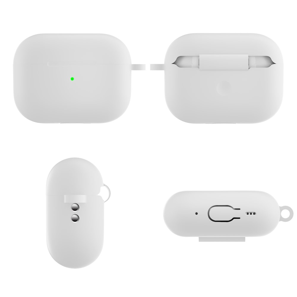 Silikondeksel med karabinkrok Apple AirPods Pro 2 hvit