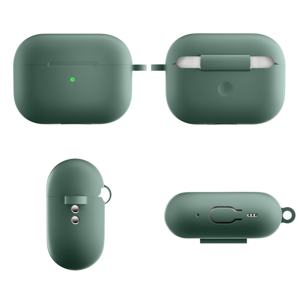 Silikondeksel med karabinkrok Apple AirPods Pro 2 grønn