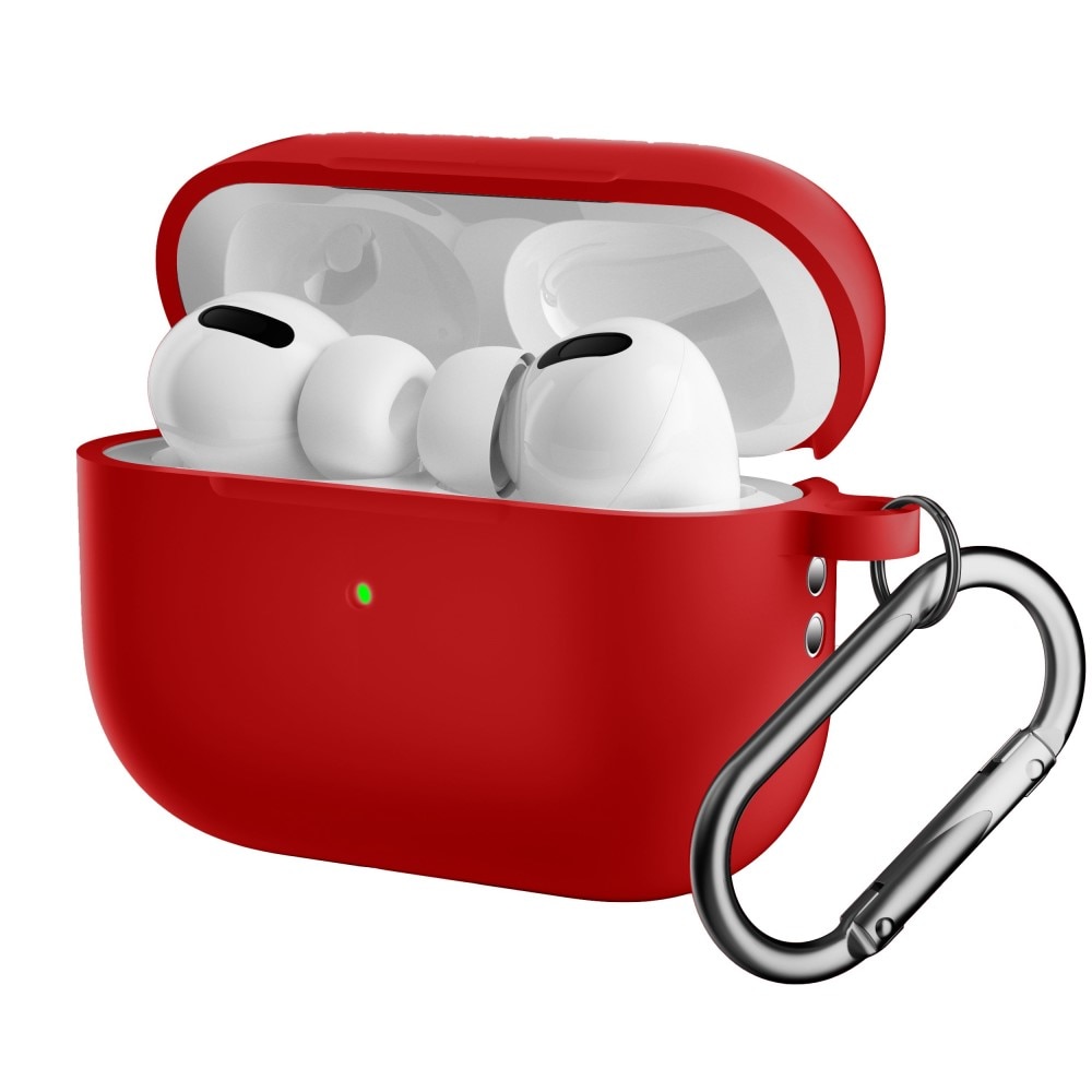 Silikondeksel med karabinkrok Apple AirPods Pro 2 rød