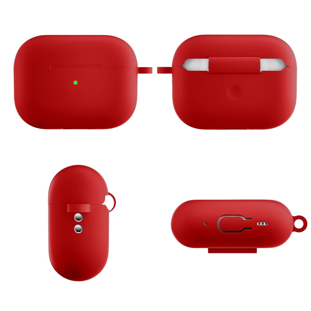 Silikondeksel med karabinkrok Apple AirPods Pro 2 rød