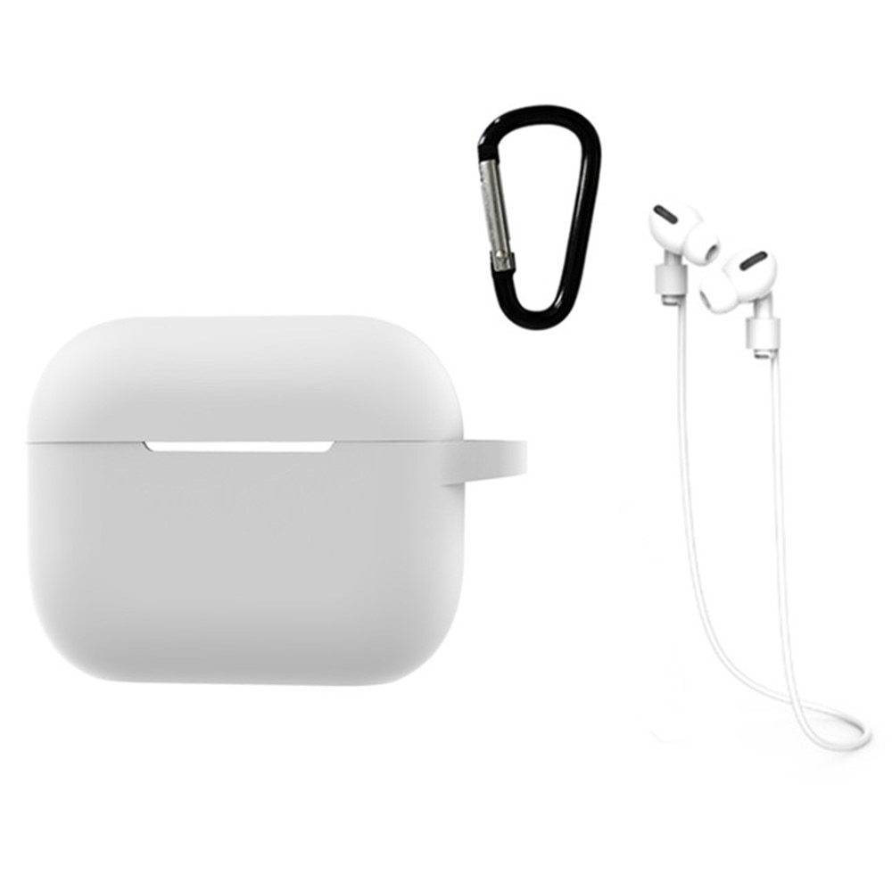 Silikondeksel med karabinkrok og stropp AirPods Pro 2 hvit