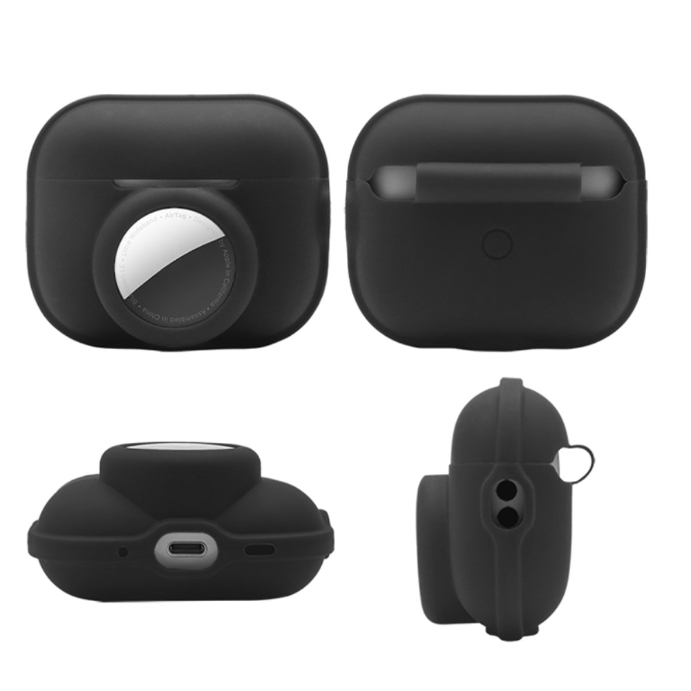 Silikondeksel med AirTag holder Apple AirPods Pro 2 svart
