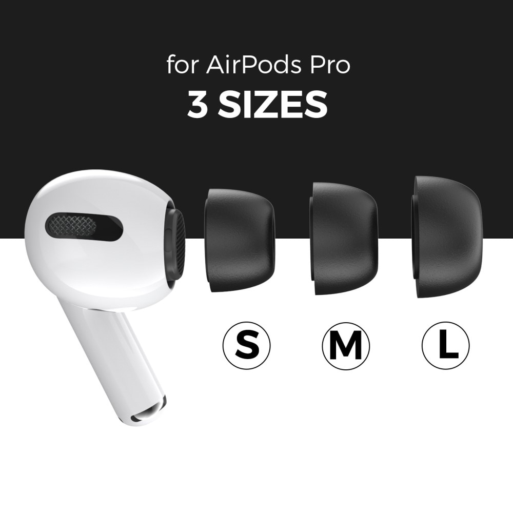 Memory Foam Ear Tips (3-pack) AirPods Pro 2 svart