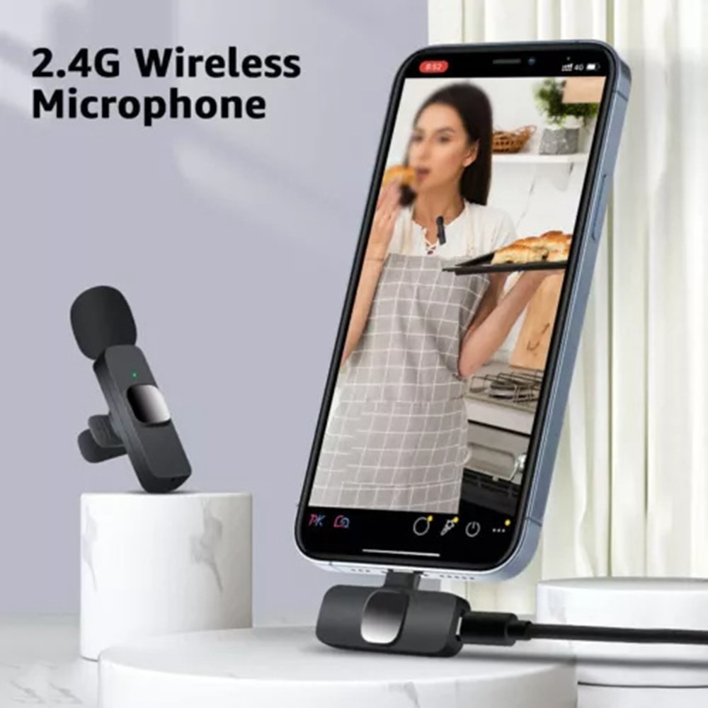 2 trådløse mikrofoner med USB-C-mottaker svart