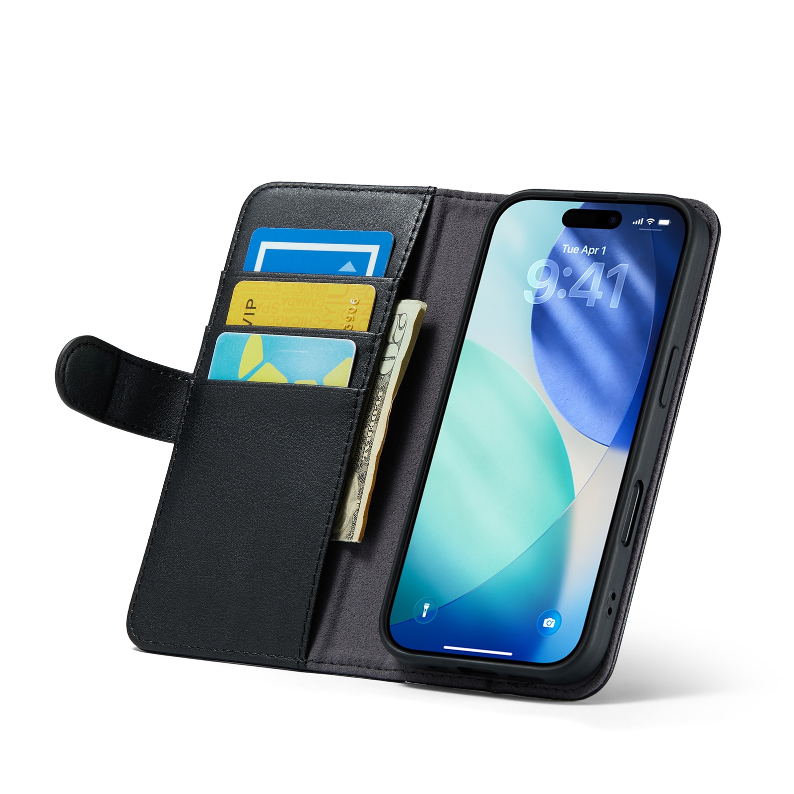 Ekte Lærveske iPhone 17 Svart