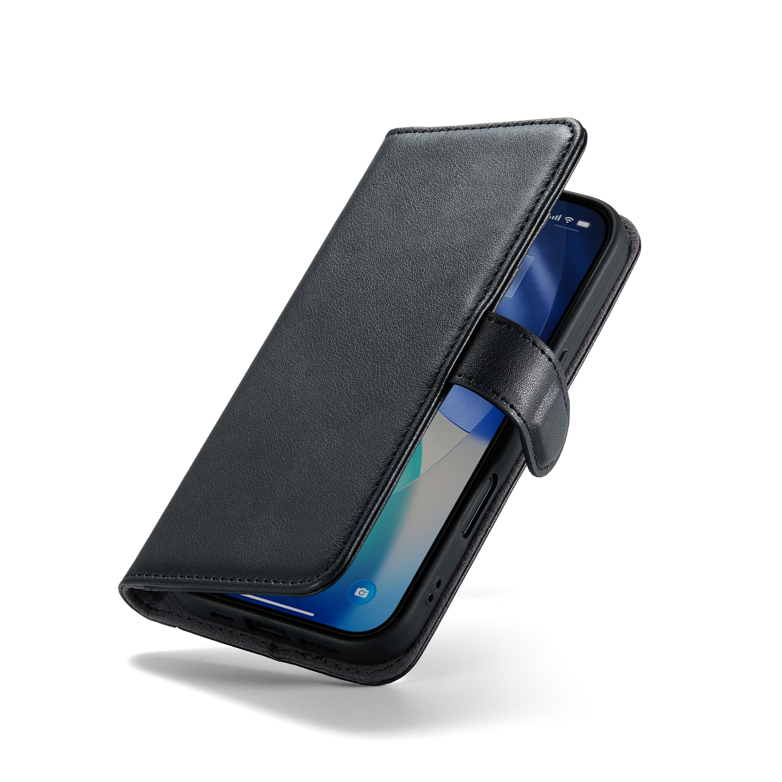 Ekte Lærveske iPhone 17 Svart