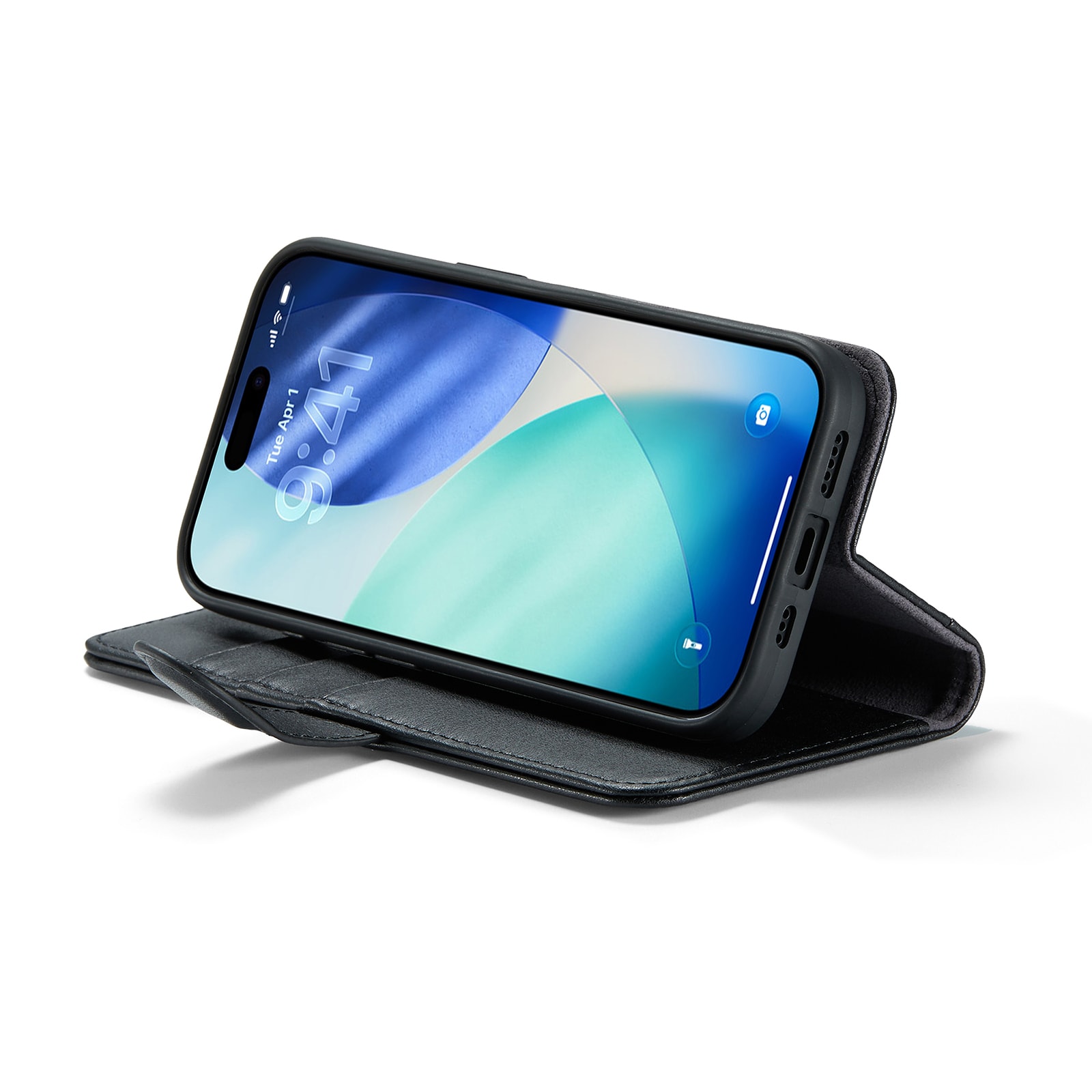 Ekte Lærveske iPhone 17 Svart