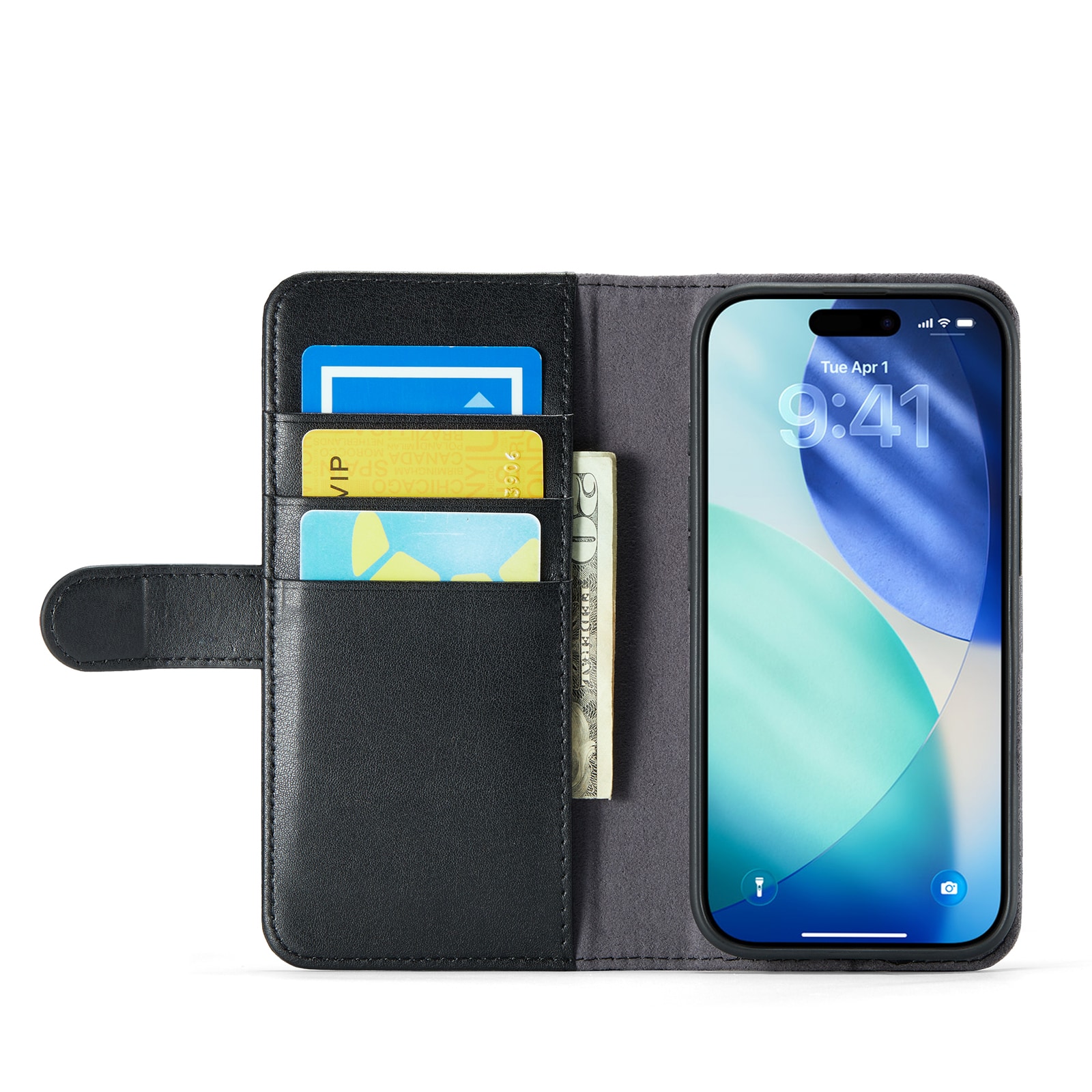 Ekte Lærveske iPhone 17 Svart