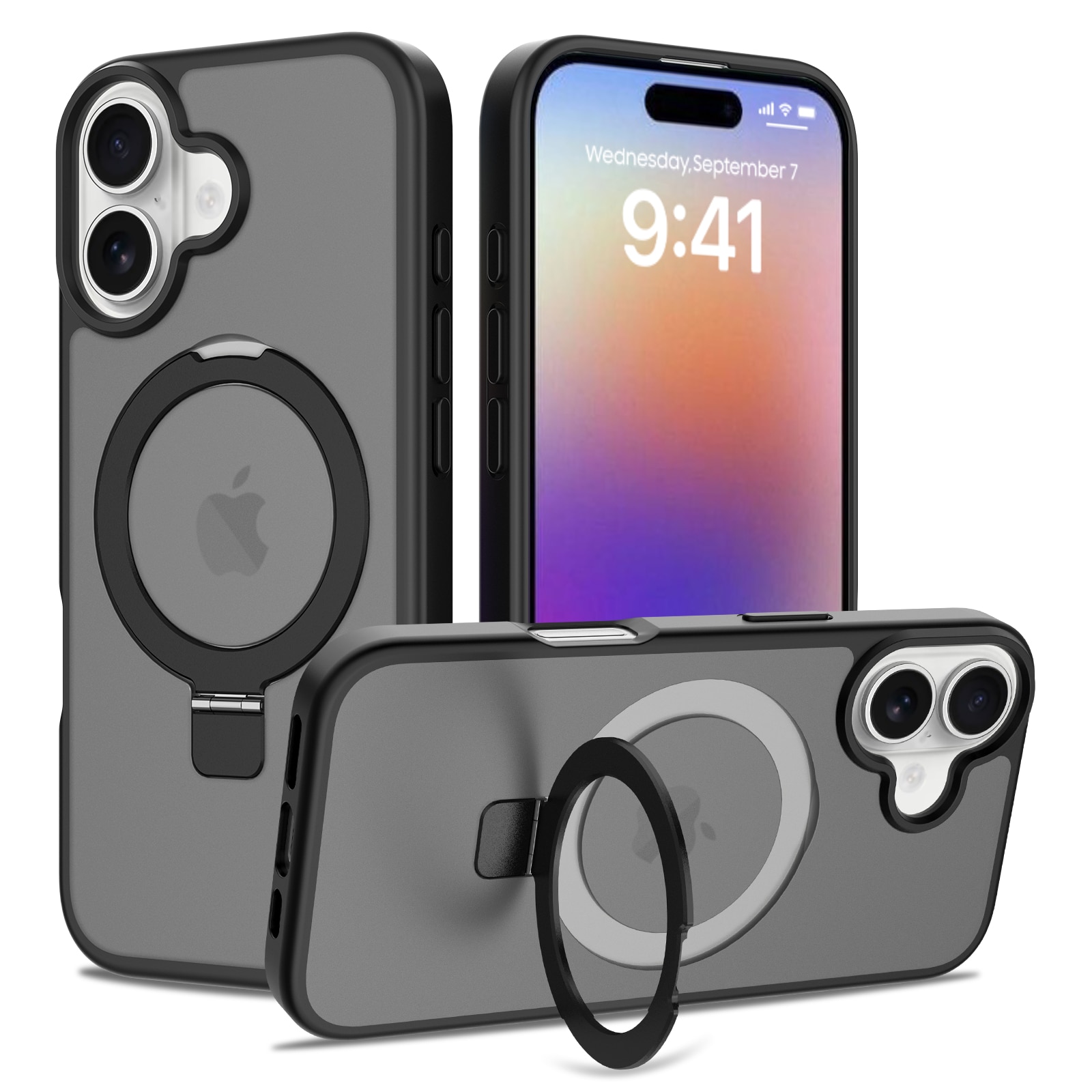 Hybriddeksel Magnetic Ring iPhone 17 Svart